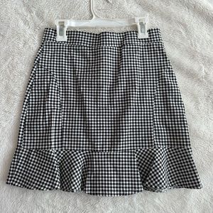 SHEIN Black & White Ruffle Hem Gingham Skirt
